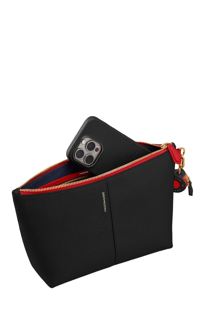 MAISON de SABRÉ Medium Leather Flaire Pouch, Alternate, color, Rouge Noir