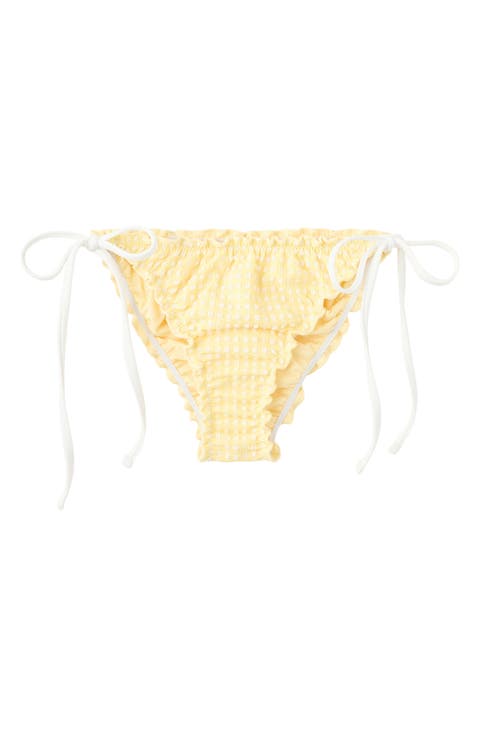 Gingham Side Tie Cheeky Bikini Bottoms