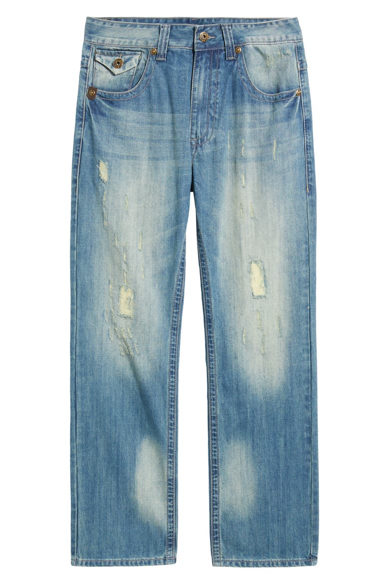 Relaxed Straight Leg Jeans, Alternate, color, BLUE