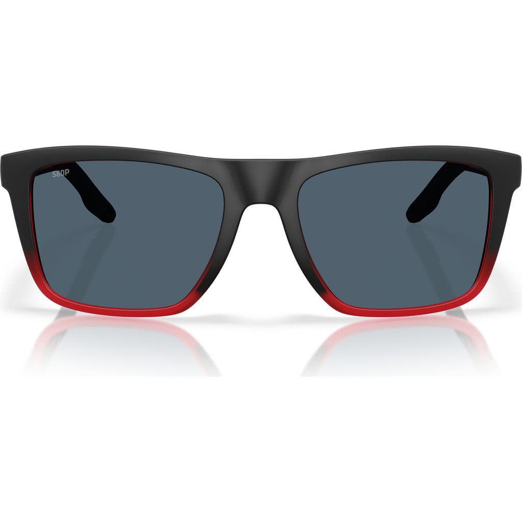 Costa Del Mar Mainsail 55mm Polarized Rectangular Sunglasses In Red Sky/gray 580p
