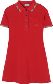 Burberry Girls' Check Trim Cotton Polo Shirt Dress