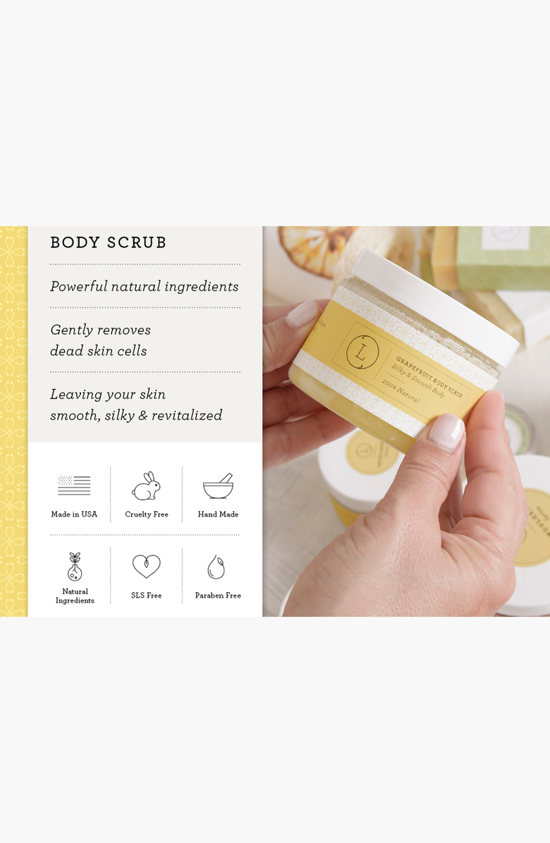 Lizush Reviving Set with Grapefruit Shea Butter and Body Scrub, Alternate, color, Grapefruit