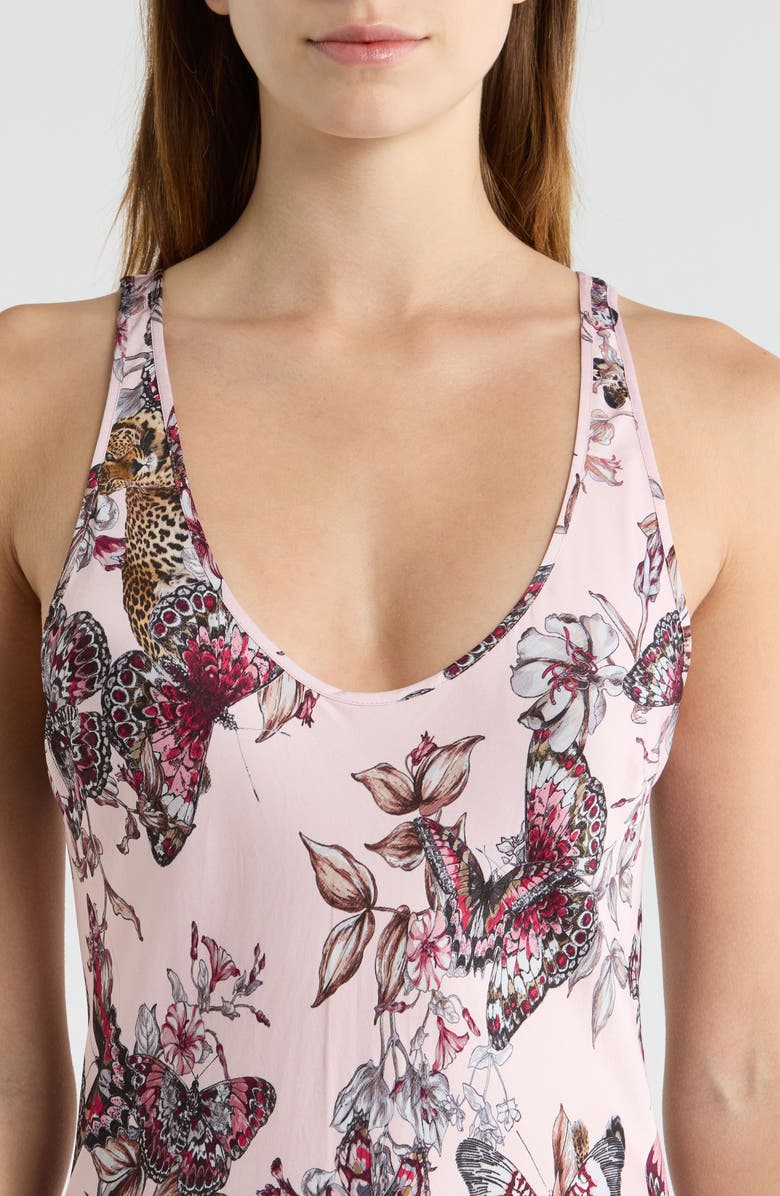 L'AGENCE Akiya Butterfly Jungle Print Satin Slipdress, Alternate, color, Nectar Pink Multi Butterfly