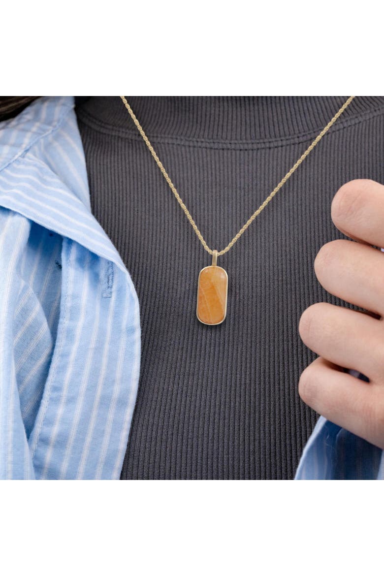 Yellow Lace Agate Sterling Silver Men Tag Necklace, Alternate, color, 14KT Gold Vermeil on Sterling