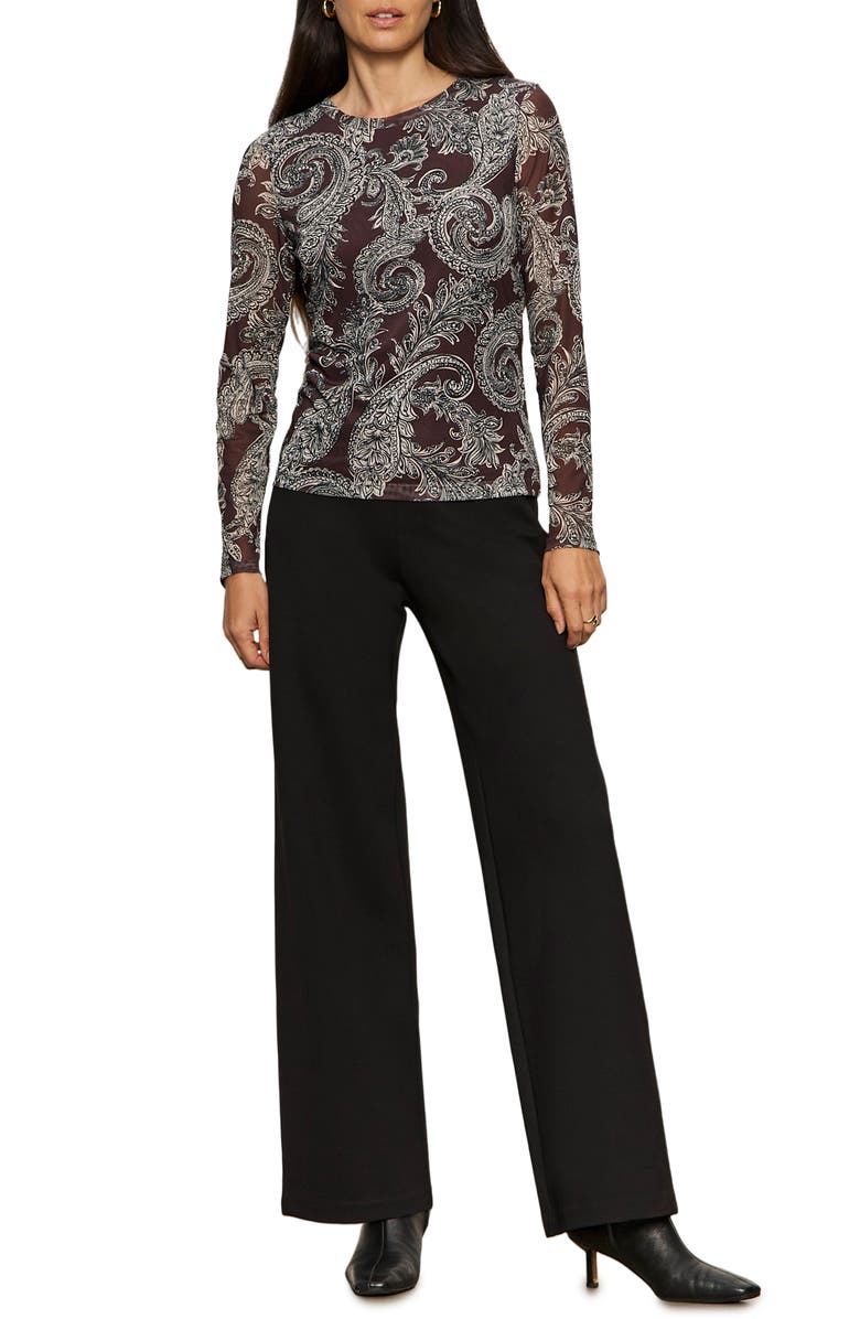 Sanctuary Floral Print Long Sleeve Mesh Top, Alternate, color, Mineral Paisley
