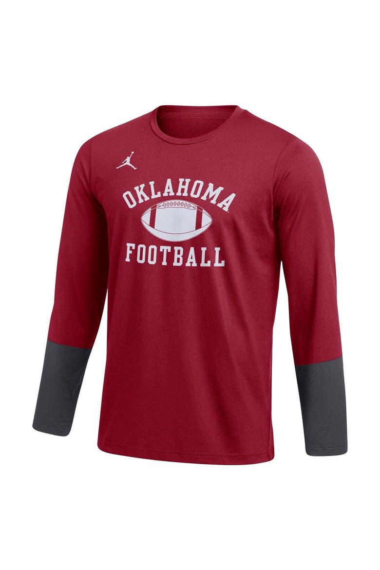 Men's Jordan Brand Crimson Oklahoma Sooners Football Performance Long Sleeve T-Shirt, Alternate, color, Crimson