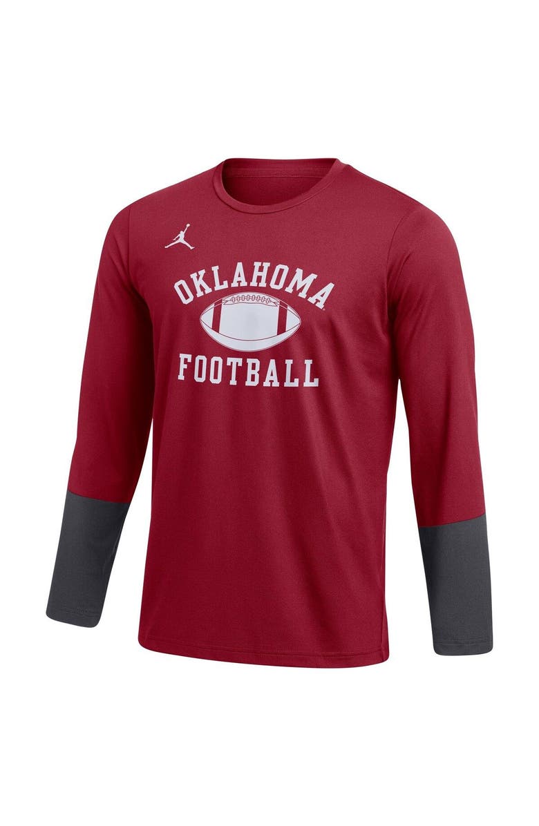 Jordan Brand Men's Jordan Brand Crimson Oklahoma Sooners Football Performance Long Sleeve T-Shirt, Alternate, color, Crimson