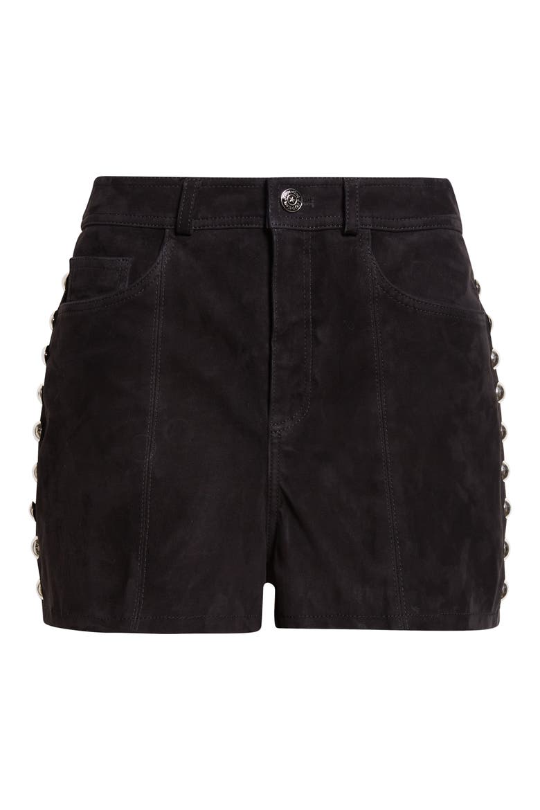 Studded Suede Shorts, Alternate, color, BLACK