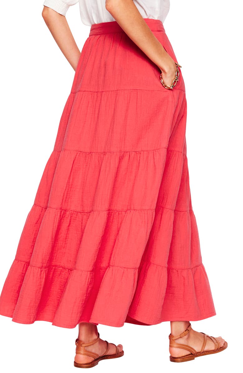 Boden Nadia Tiered Cotton Maxi Skirt, Alternate, color, Red