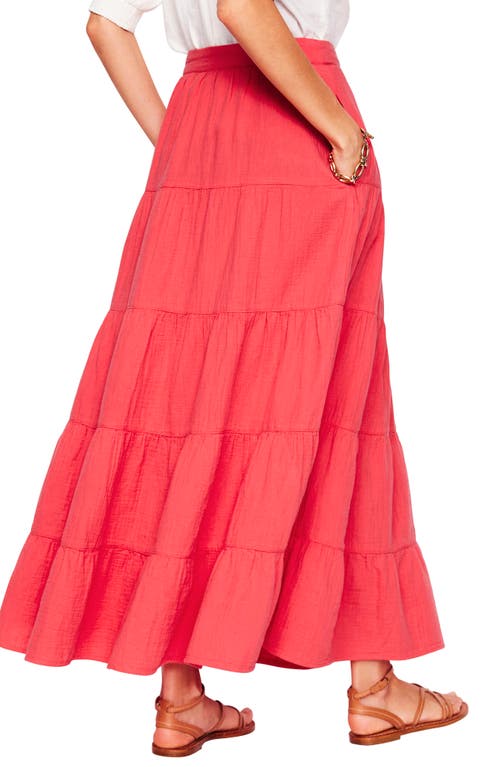 Boden Nadia Tiered Cotton Maxi Skirt In Red