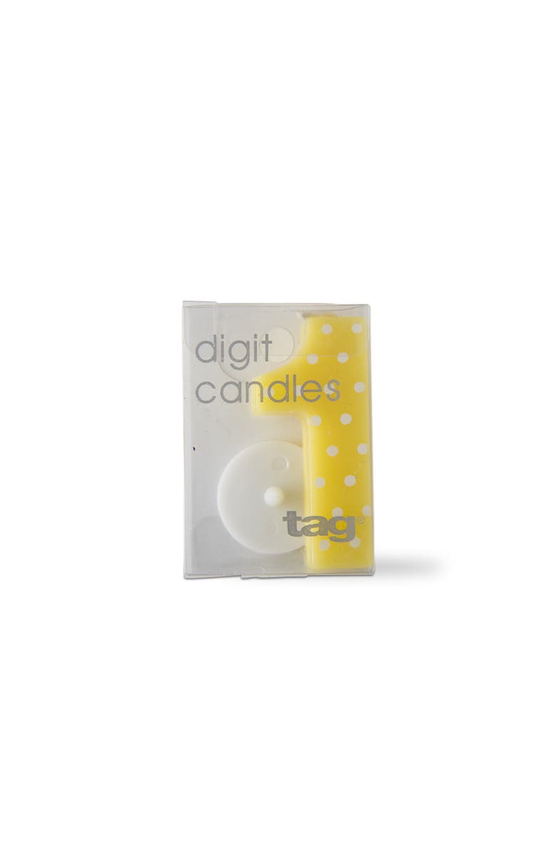 tag Yellow Multi Dot Birthday Candle One Digit Paraffin Wax, Main, color, 