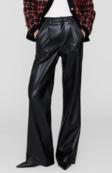 Carmen Pleated Recycled Leather Wide Leg Pants
