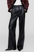 ANINE BING Carmen Pleated Recycled Leather Wide Leg Pants