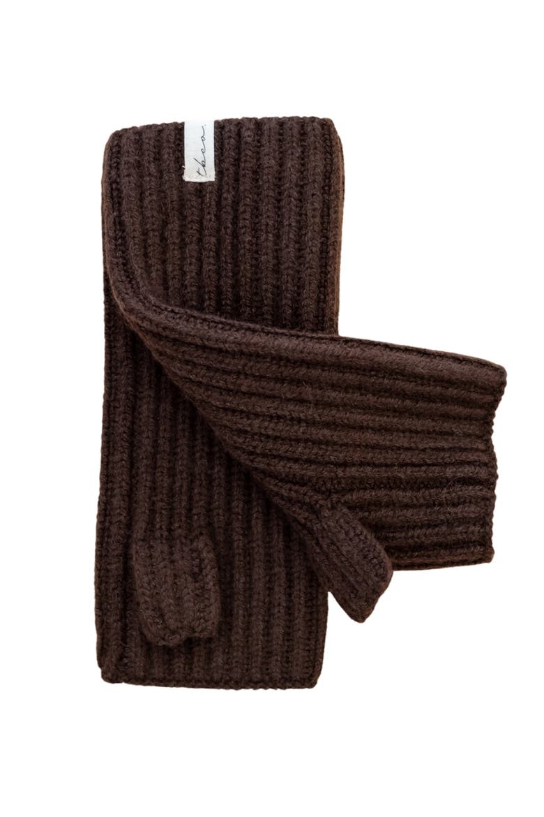 Cashmere & Merino Ribbed Wrist Warmers, Main, color, Brown