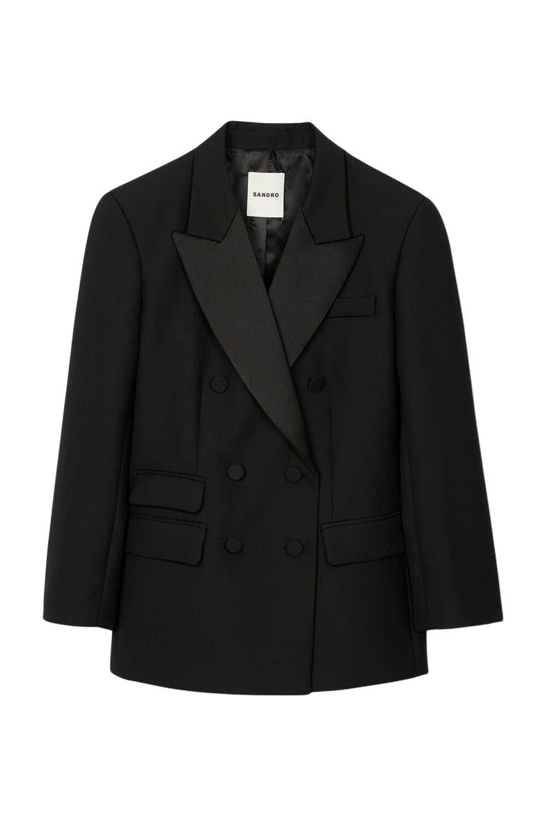 Tuxedo jacket with satin collar, Alternate, color, Black
