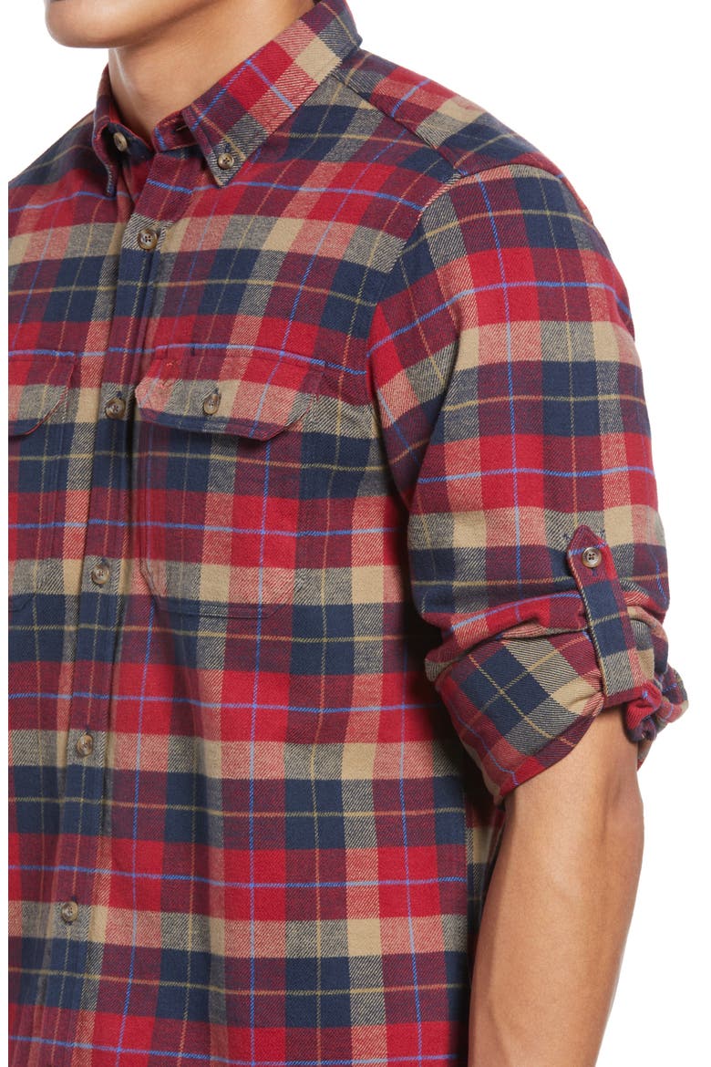 Singi Plaid Button-Down Flannel Shirt, Alternate, color, DEEP RED
