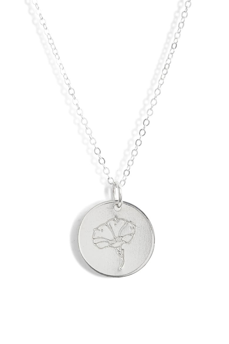 Birth Flower Necklace, Main, color, STERLING SILVER - SEPTEMBER