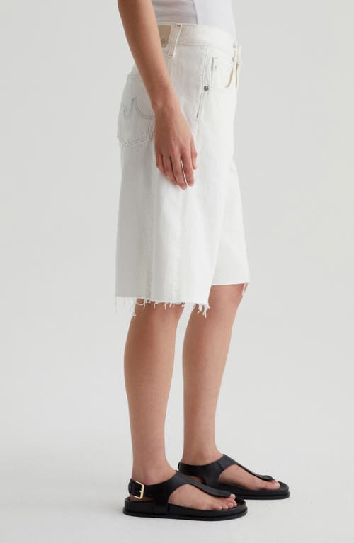 Ag Hattie High Waist Raw Hem Denim Barrel Shorts In Ivory Mist