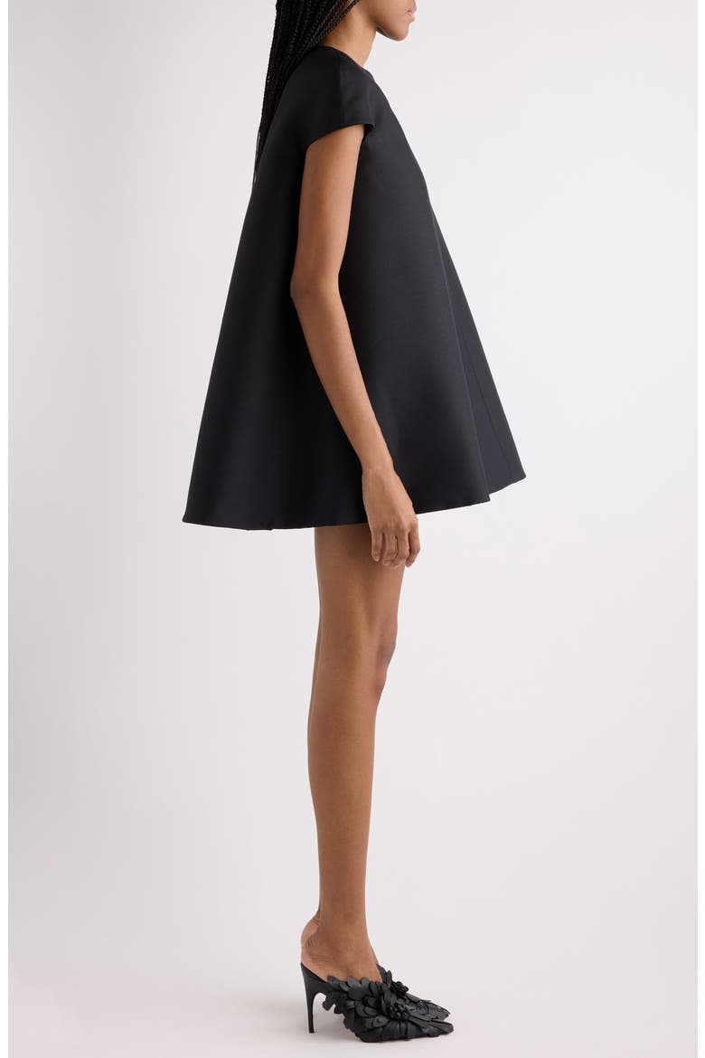 Wool & Silk Crepe Babydoll Minidress, Alternate, color, NERO