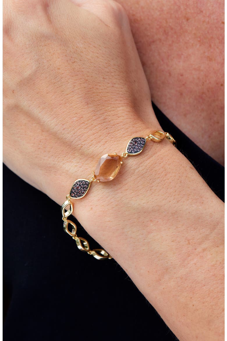 Carved Stone Pavé Link Bracelet, Alternate, color, YELLOW