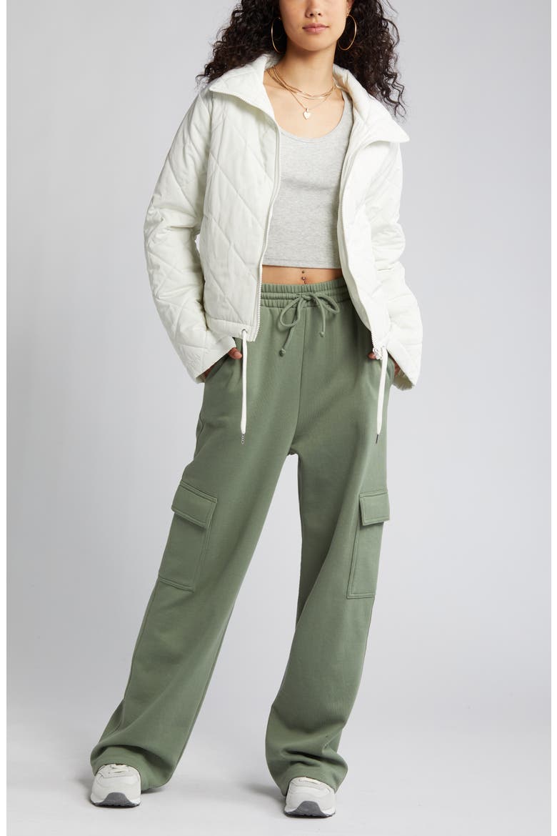 Wide Leg Cargo Sweatpants, Main, color, GREEN DUNE
