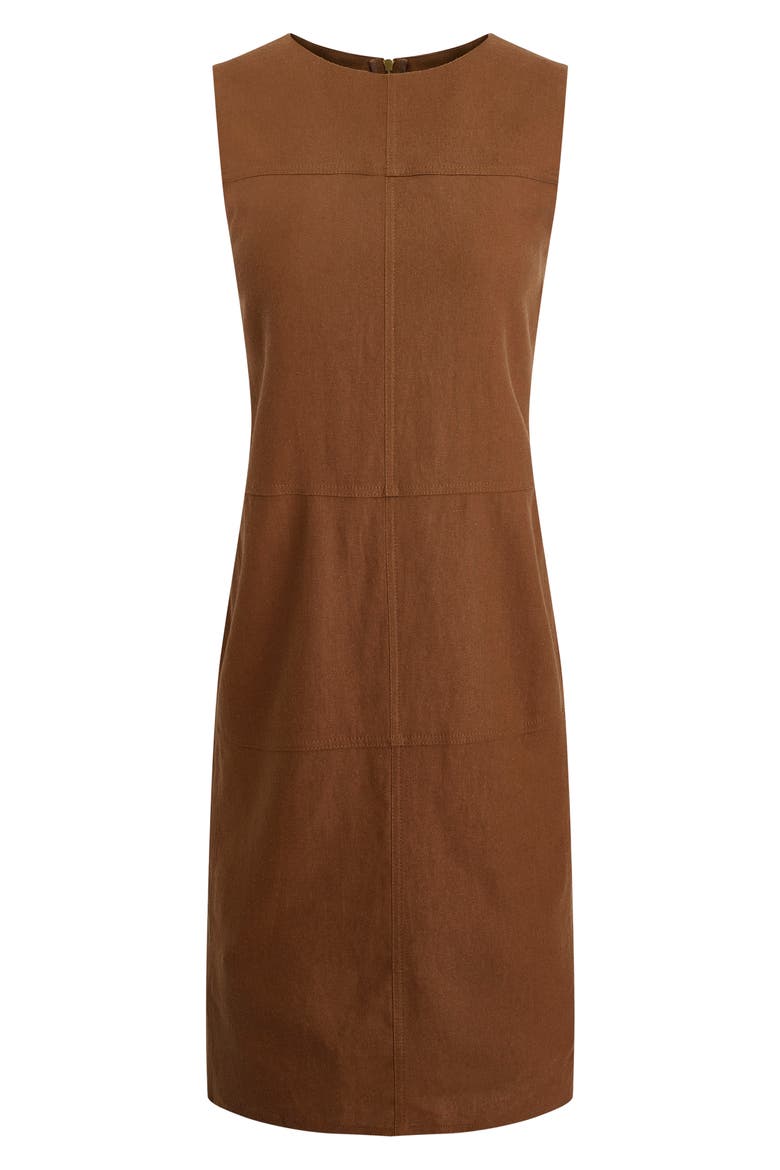 Linen Blend Shift Dress, Alternate, color, COGNAC