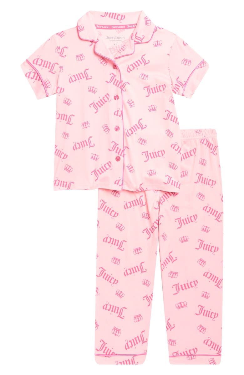 Juicy Couture Lola Logo Crown Two-Piece Pajamas, Main, color, 