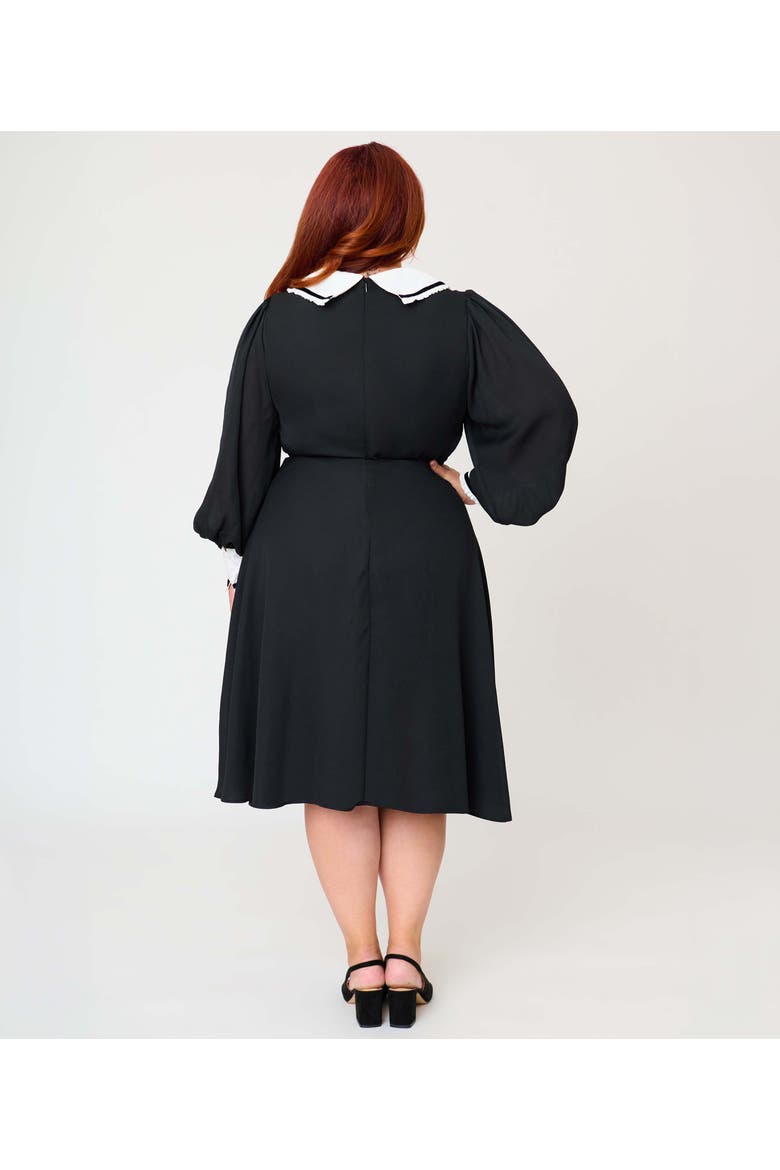 Plus Size Pilgrim Collar Wendy Swing Dress, Alternate, color, Black w/ White Collar