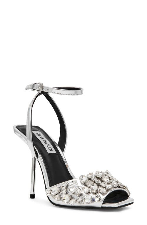 Shop Steve Madden Lilac Ankle Strap Sandal In Silver
