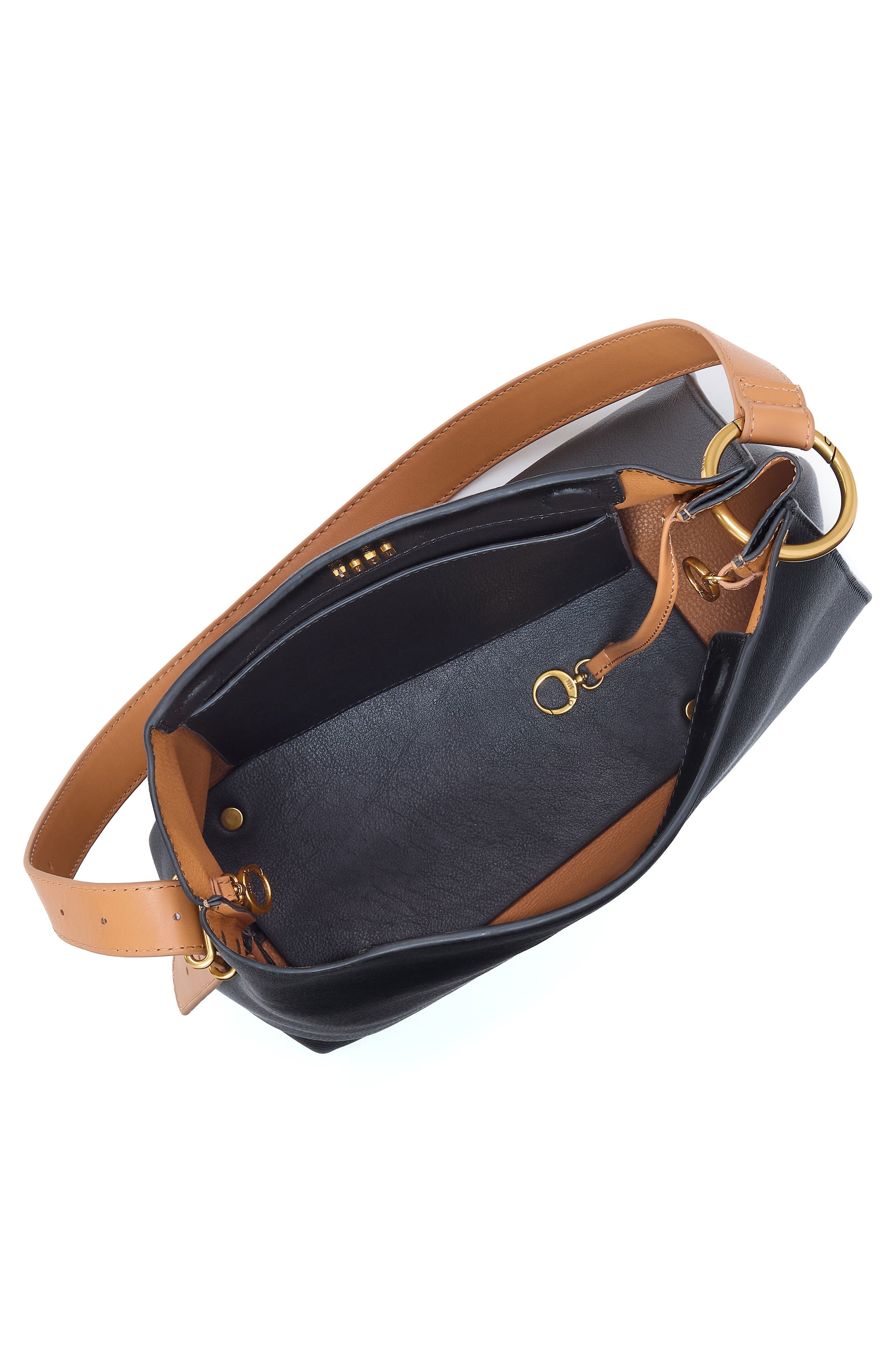 Rayna Leather Shoulder Bag, Alternate, color, BLACK