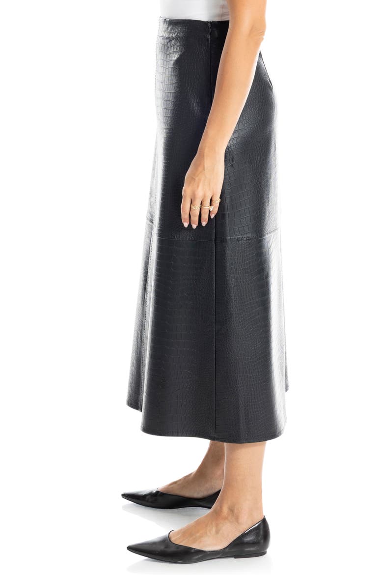 Croc-Embossed Faux Leather Pencil Skirt, Alternate, color, BLACK