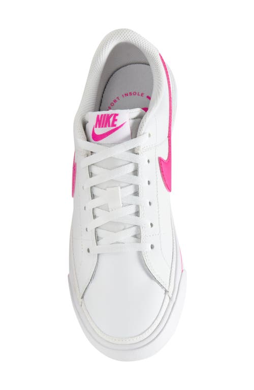 Nike Kids' Court Legacy Sneaker In White/laser Fuchsia