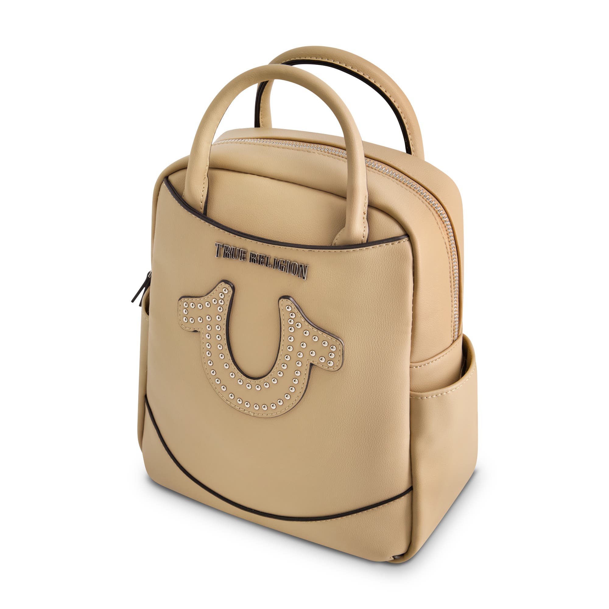Studded Horseshoe Mini Backpack, Alternate, color, CAMEL