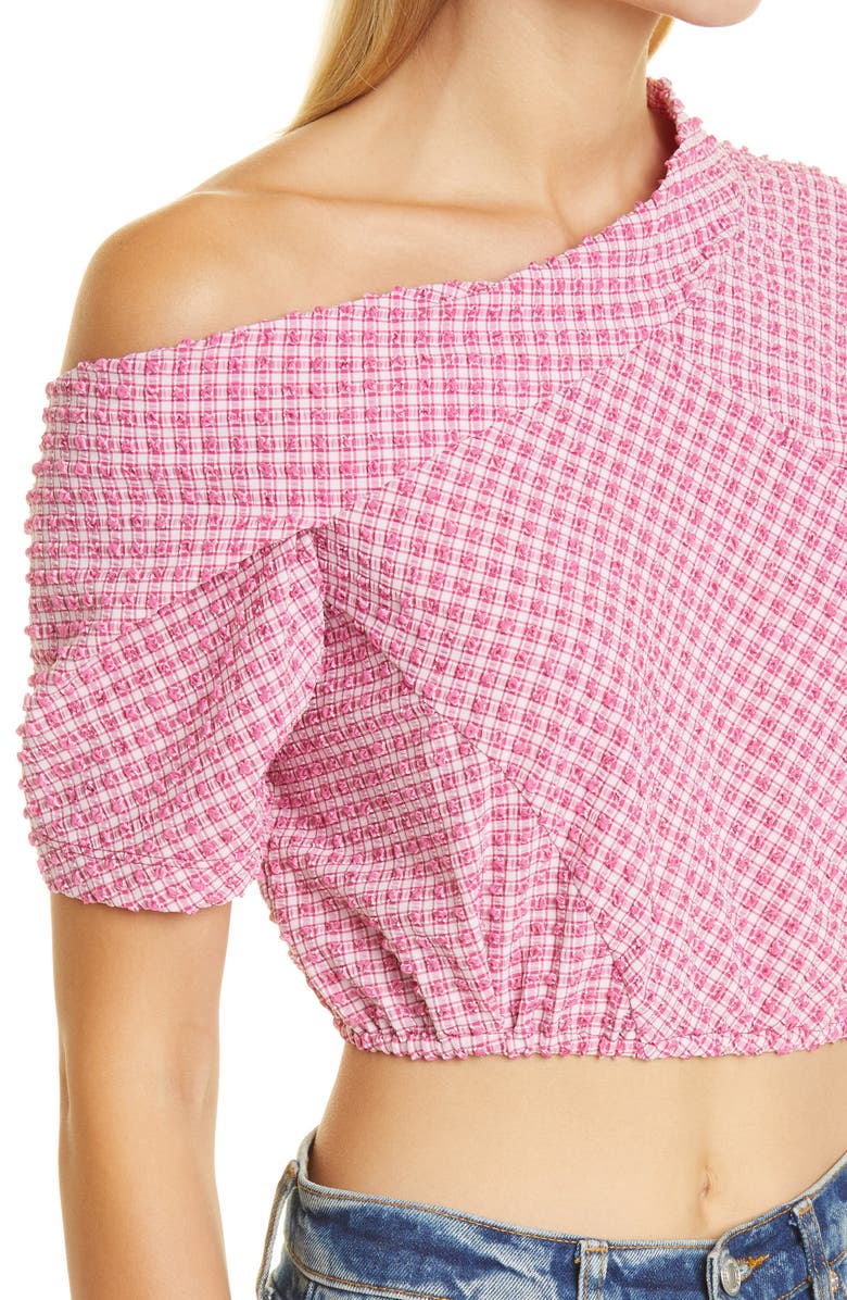 Rachel Comey Pout Gingham One Shoulder Crop Top, Alternate, color, 