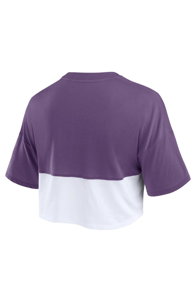 FANATICS Women's Fanatics Branded Purple/White Minnesota Vikings Boxy Color Split Cropped T-Shirt, Alternate, color, Purple