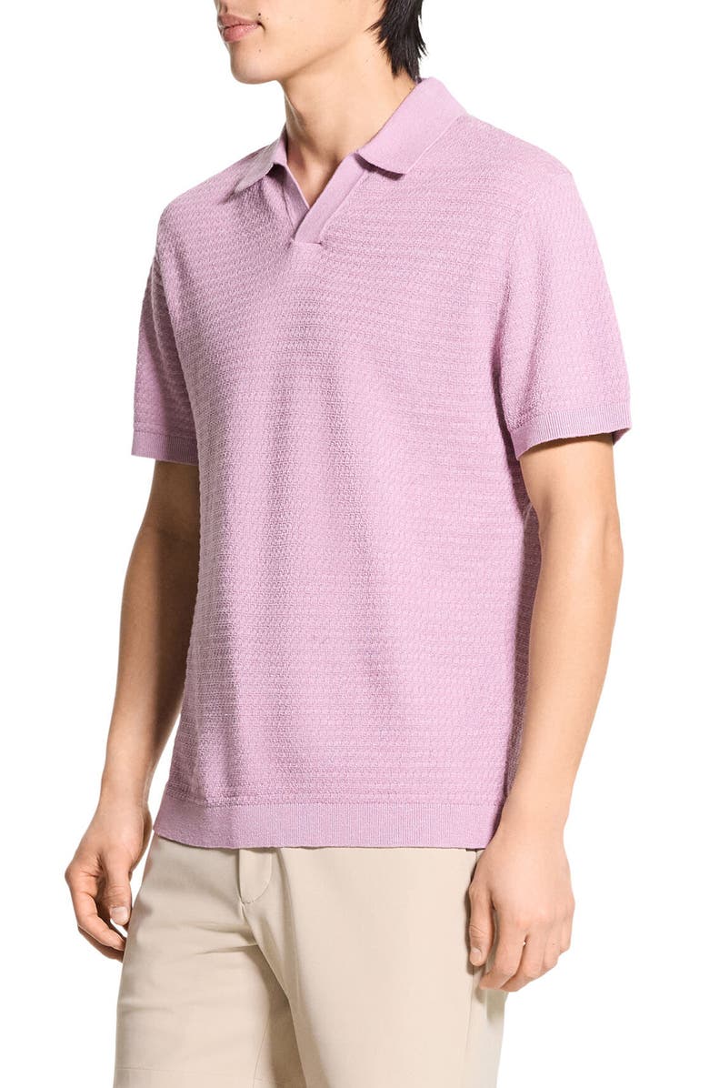 Theory Brenan Linen Blend Polo, Alternate, color, Pale Mauve