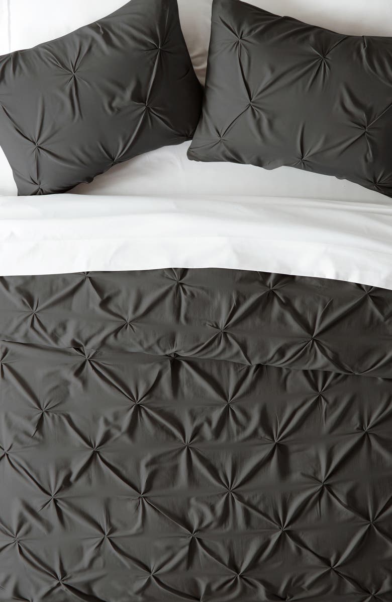 HOMESPUN HOME SPUN Premium Ultra Soft 3-Piece Pinch Pleat Duvet Cover Set, Alternate, color, Gray