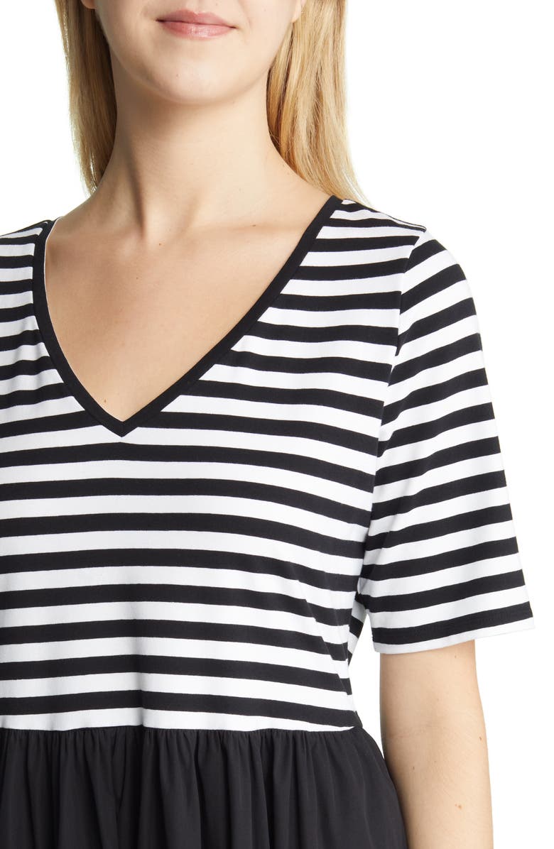 Nordstrom Mixed Media V-Neck Midi Dress, Alternate, color, 