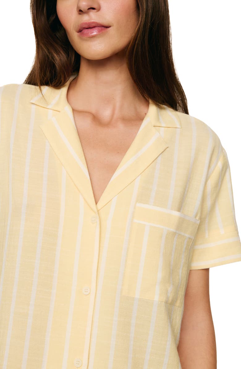 Eberjey Nautico Stripe Short Sleeve Shirt & Shorts Pajamas, Alternate, color, Classic Stripe Sunbeam/ Ivory