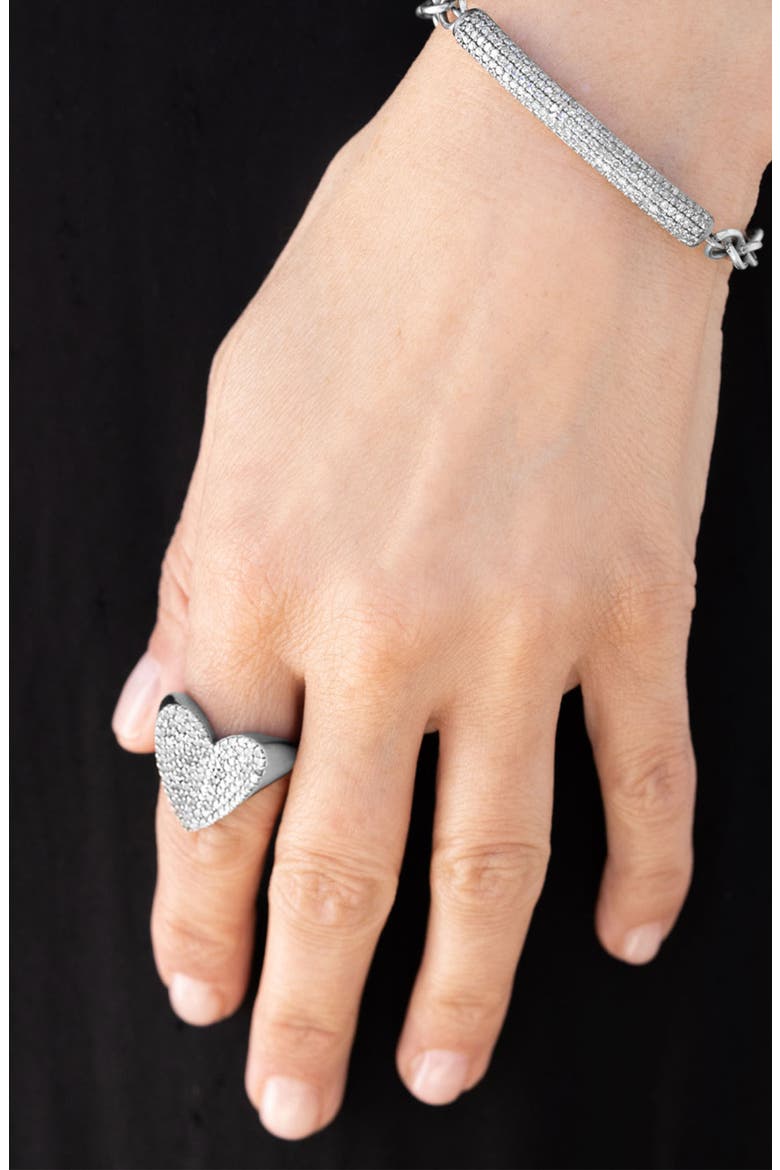 Diamond Folded Heart Ring, Alternate, color, Sterling Silver