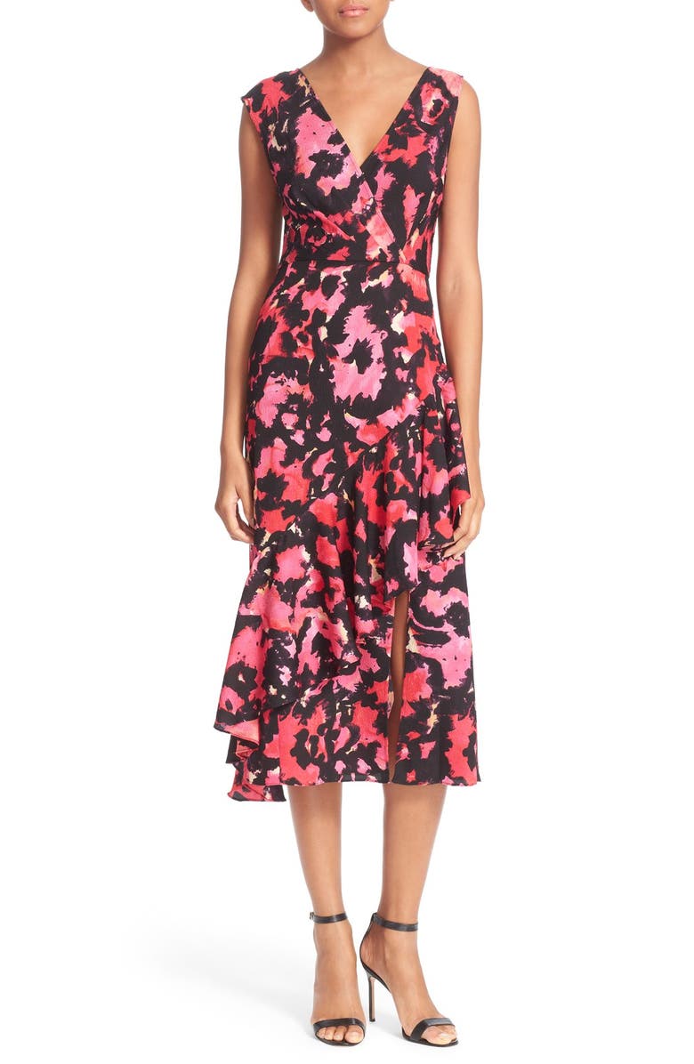 Tracy Reese Print Surplice Flounce Dress, Main, color, 