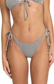 Billabong Wave Check Side Tie Tanga Bikini Bottoms