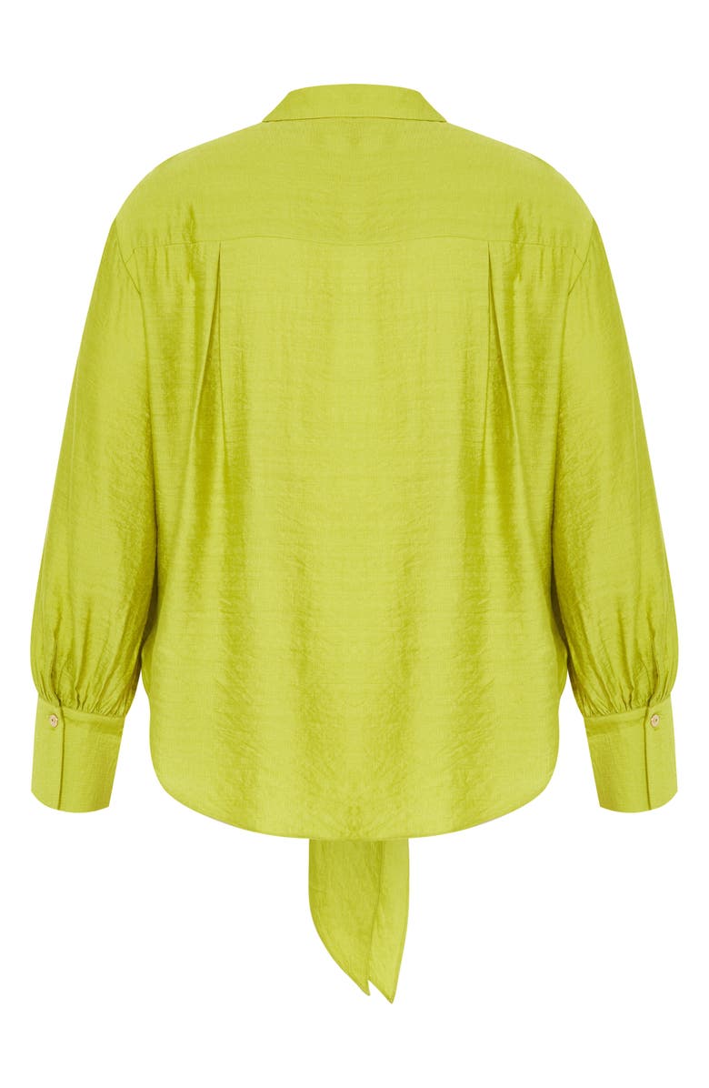 City Chic Winnie Tie Front Shirt, Alternate, color, Green