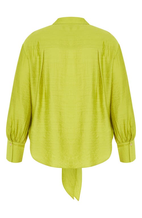 City Chic Winnie Tie Front Shirt In Green