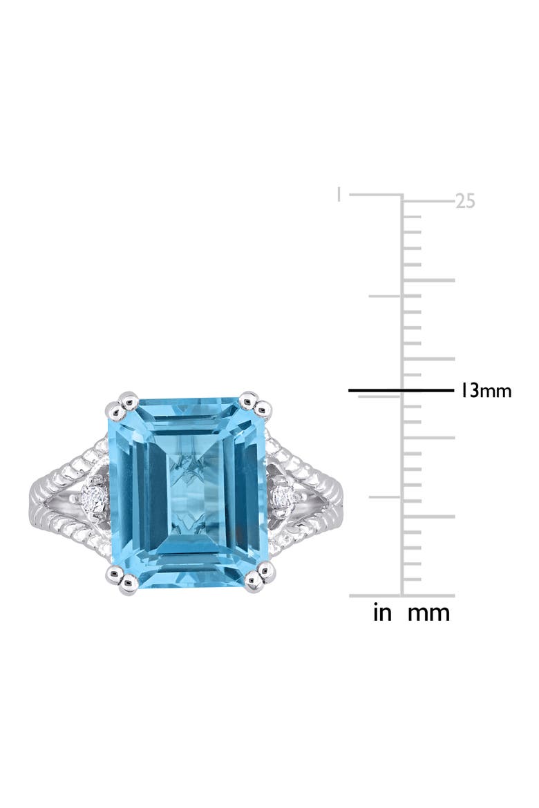 Sterling Silver White & Blue Topaz Octagon Cut Ring, Alternate, color, BLUE