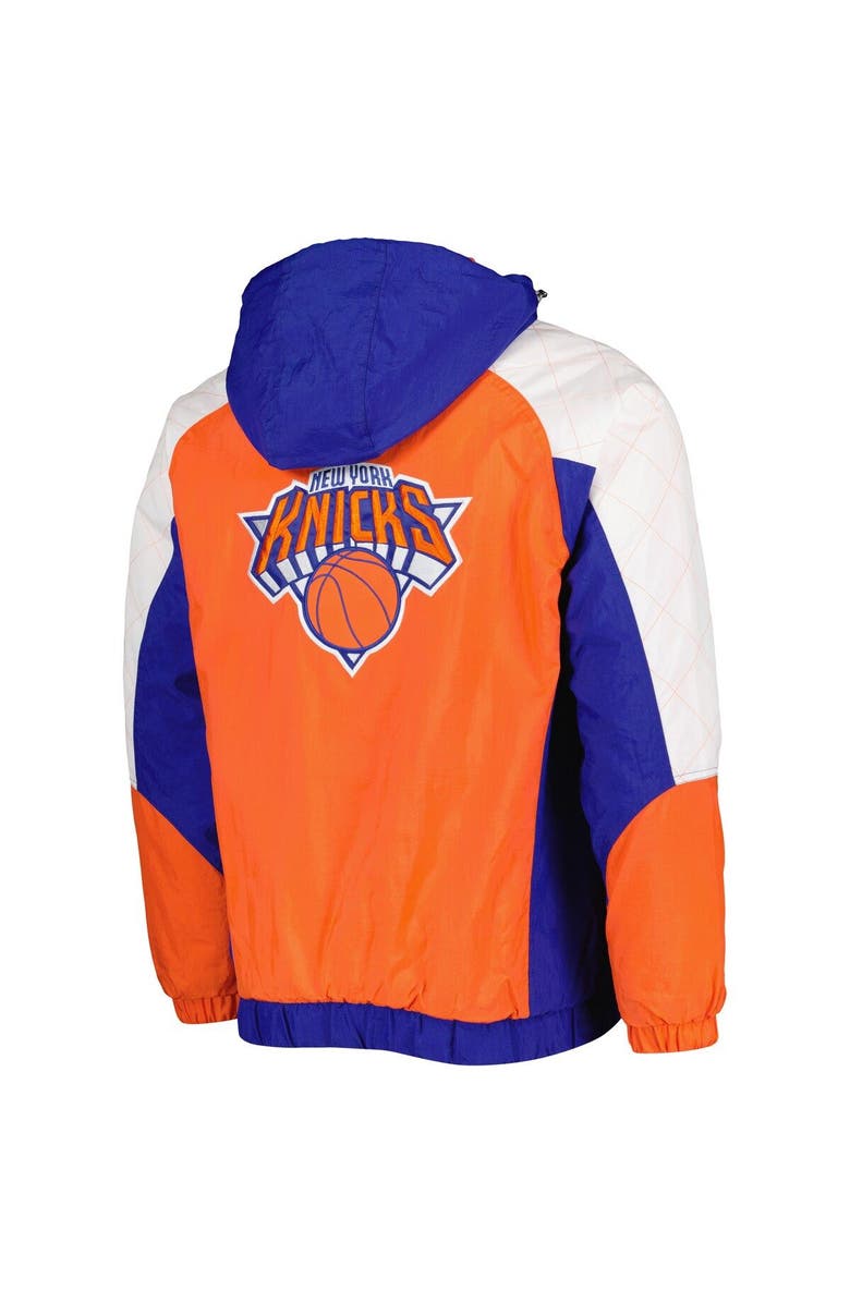 STARTER Men's Starter Royal New York Knicks Body Check Raglan Hoodie Half-Zip Jacket, Alternate, color,