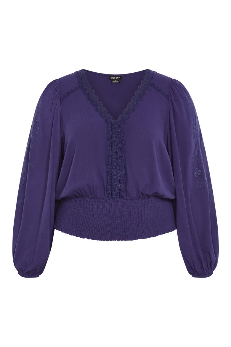 Frances Lace Blouson Top, Alternate, color, BLUE