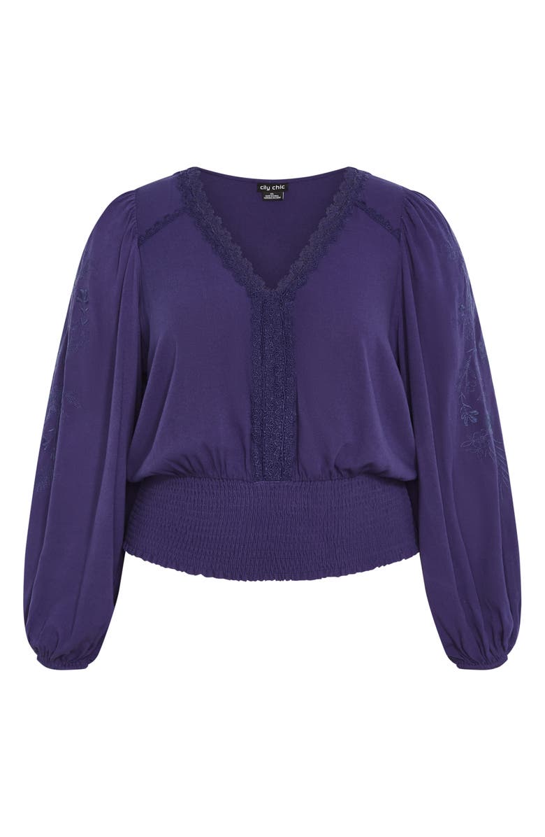 City Chic Frances Lace Blouson Top, Alternate, color, Blue