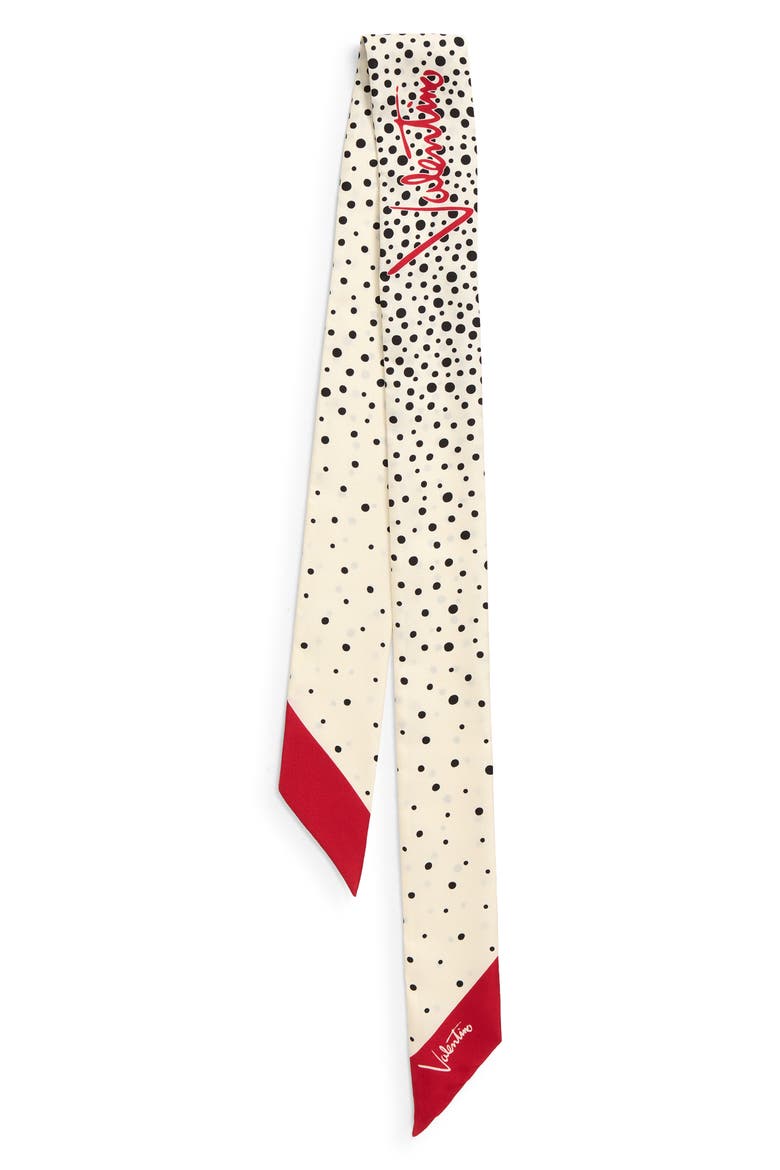 Little Stars Print Silk Skinny Scarf, Main, color, VANILLA