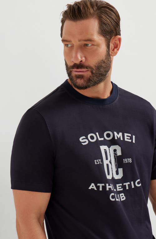 Brunello Cucinelli Blue Jersey Printed Crewneck T-shirt In Blue